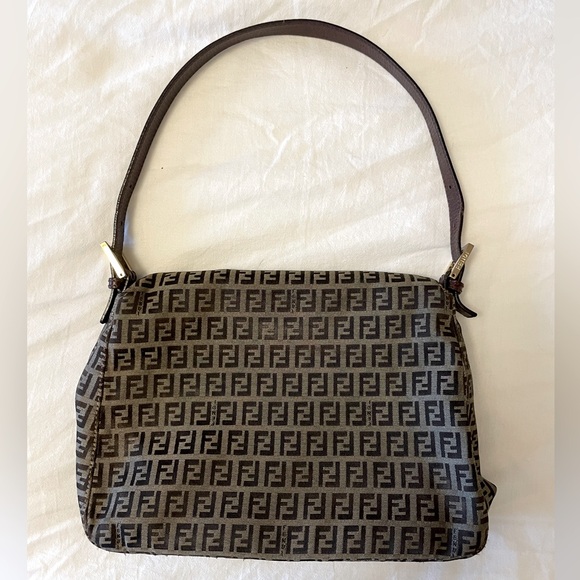 FENDI Zucchino Canvas Mamma Baguette Shoulder Bag Brown - Picture 2 of 4